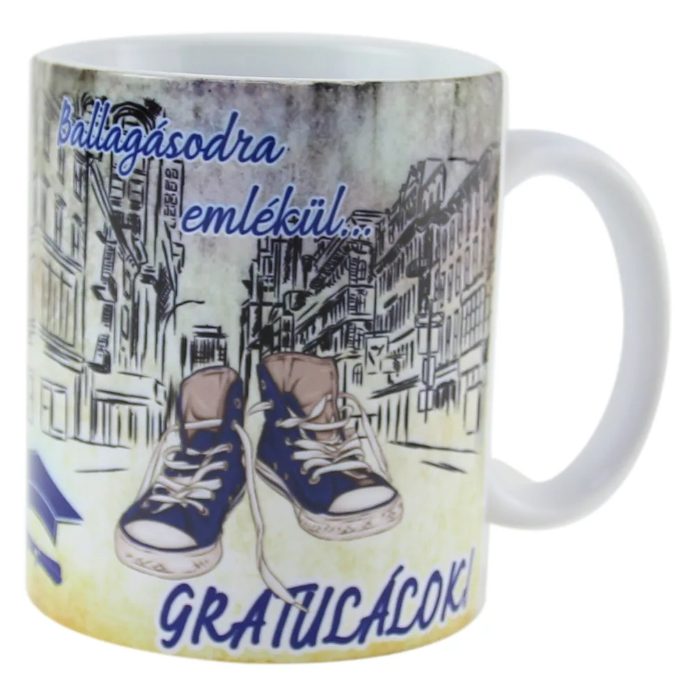 Cana ceramica pentru absolvire 330 ml, "Ballagasodra emlekul", Albastru