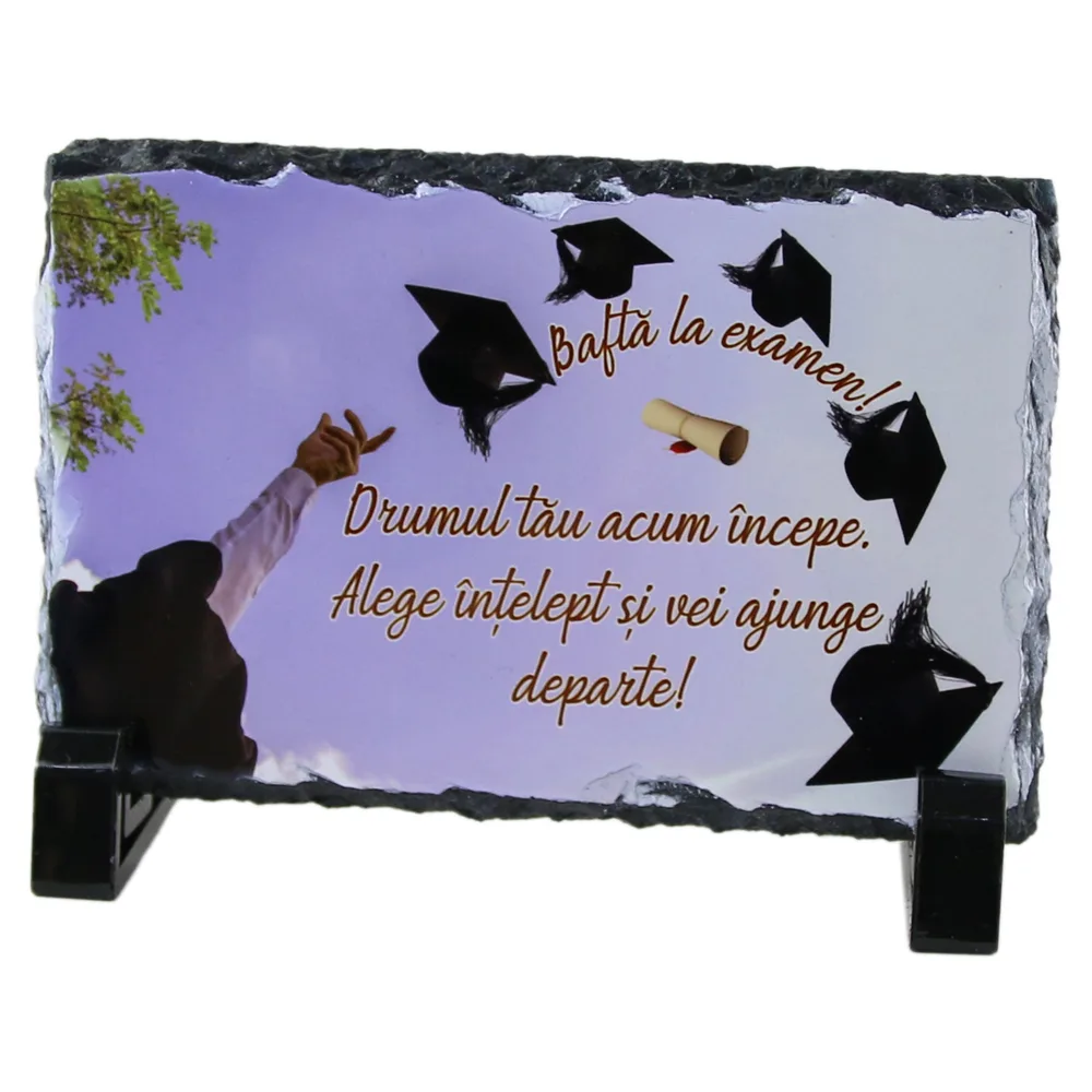 Placa ardezie "Bafta la Examen" 14x9 CM