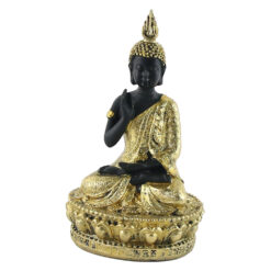 Alternative view of Statueta Buddha, 15 CM, din rasina, Negru/auriu