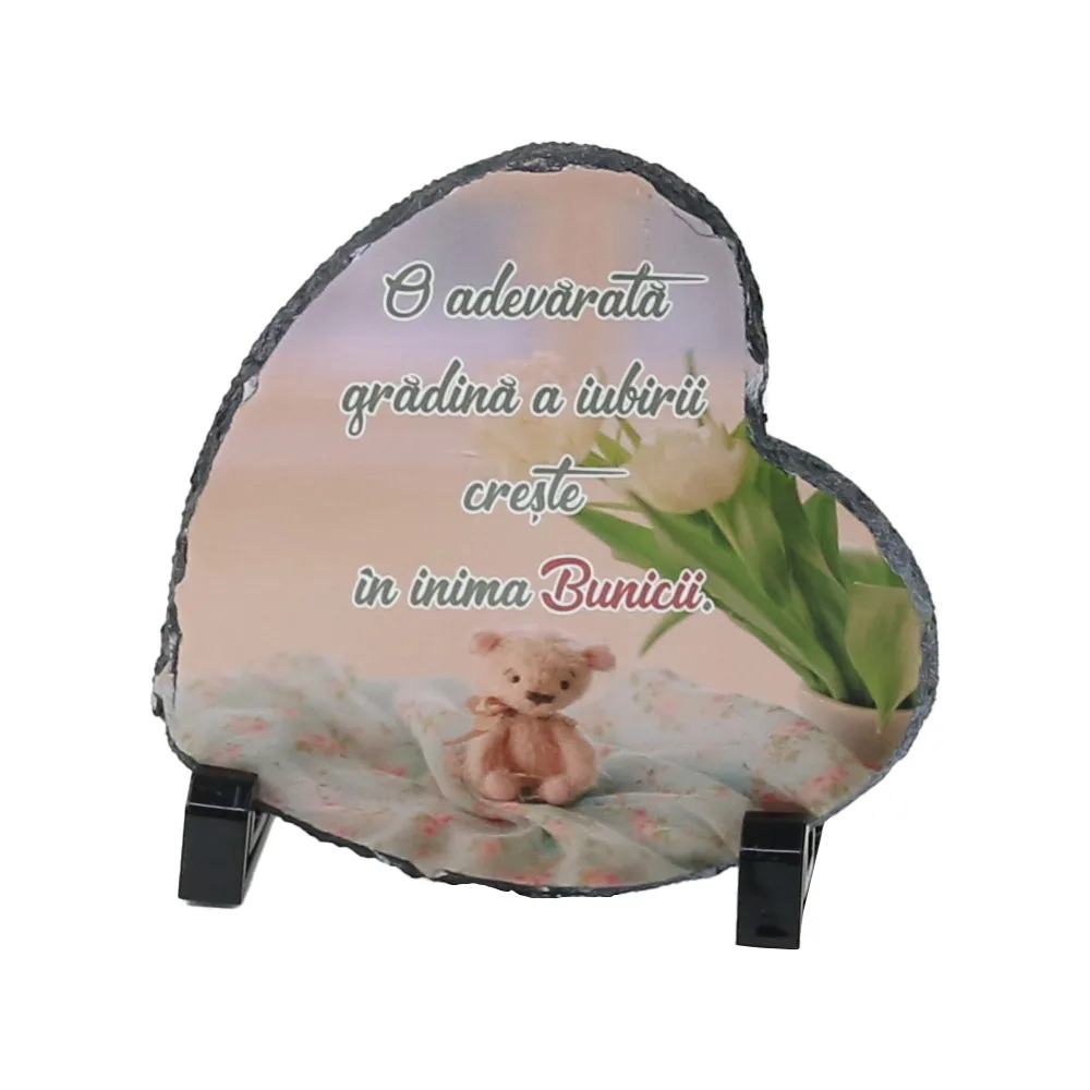 Placa ardezie "O adevarata gradina...Bunica" 14?14 CM, Inimioara