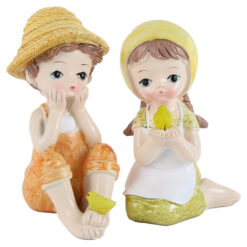 Set figurine Copii cu pasari din rasina 13 CM