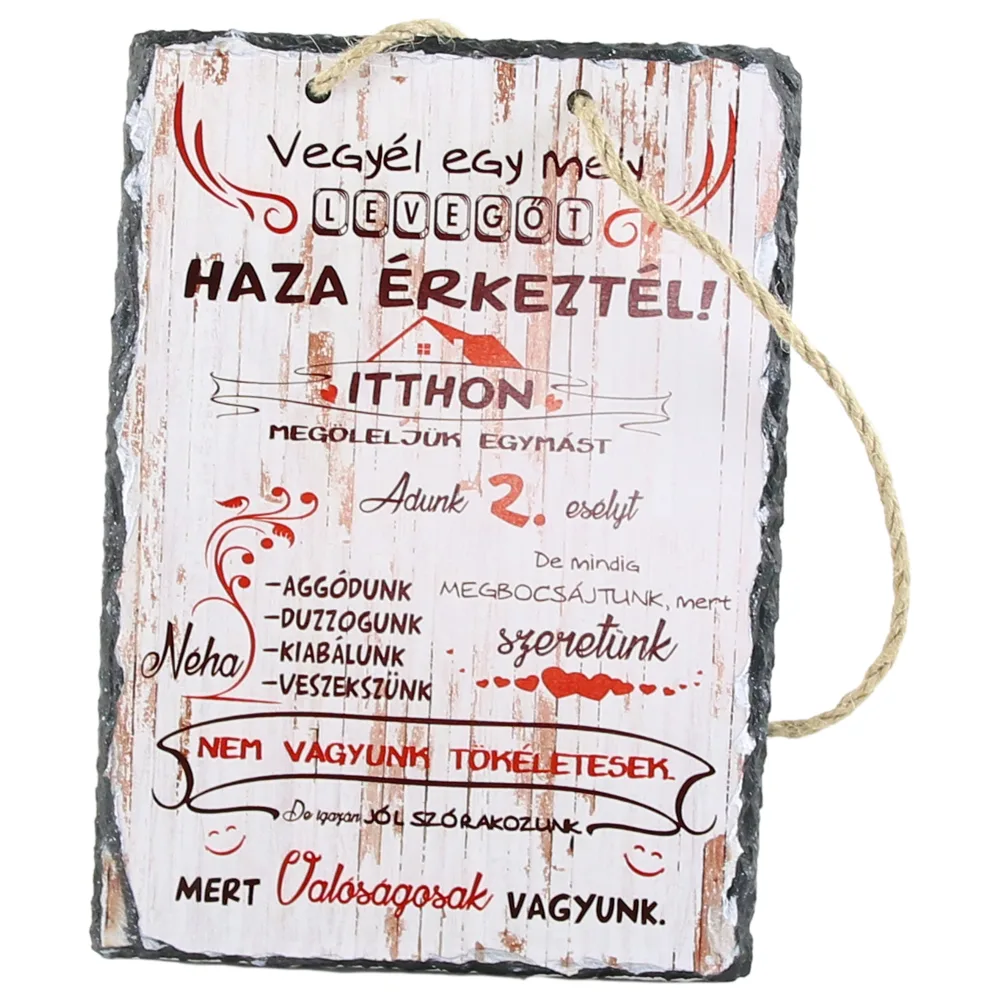 Placa ardezie de perete "Haza erkeztel" 14x19 CM