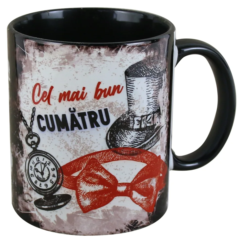 Cana ceramica "Cel mai bun Cumatru", 330 ml, Negru