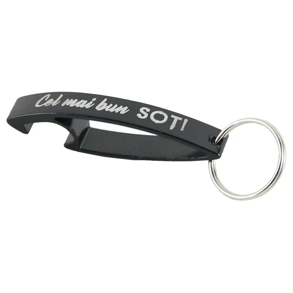 Breloc cu desfacator de sticle "Cel mai bun Sot", 6.5 CM, negru