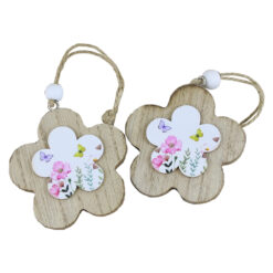 Set 2 decoratiuni din lemn 7 CM, Flori - imagine 4