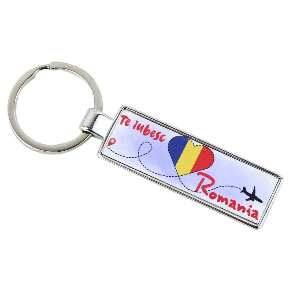 Breloc din metal "Te iubesc Romania!", 9 CM
