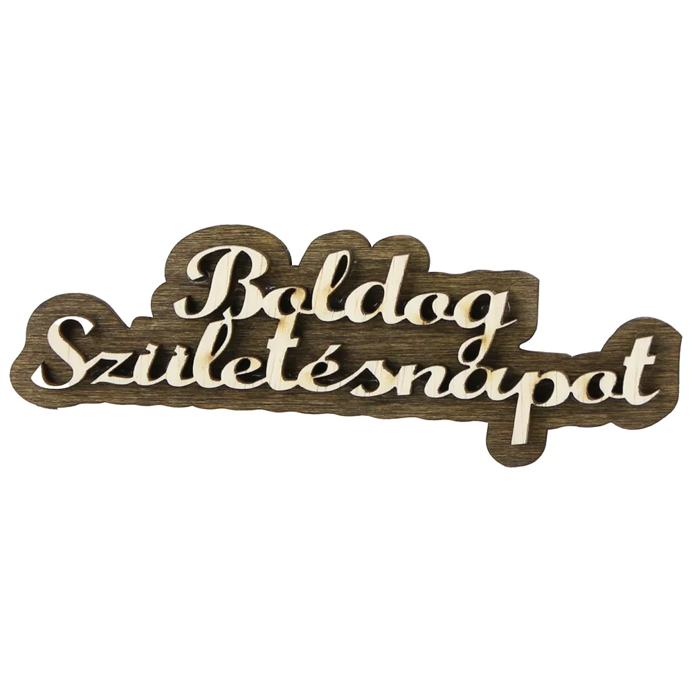 Urare placaj din lemn "Boldog Szuletesnapot" 13x4 CM