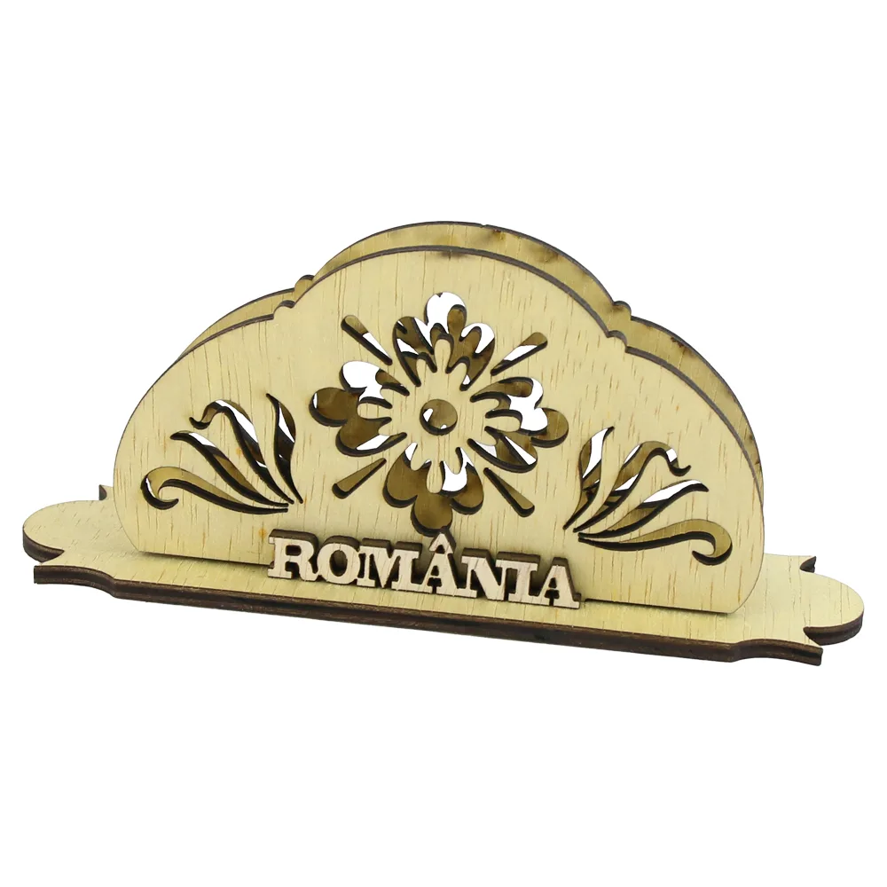 Suport servetele din lemn traforat "Romania" 16x7 CM
