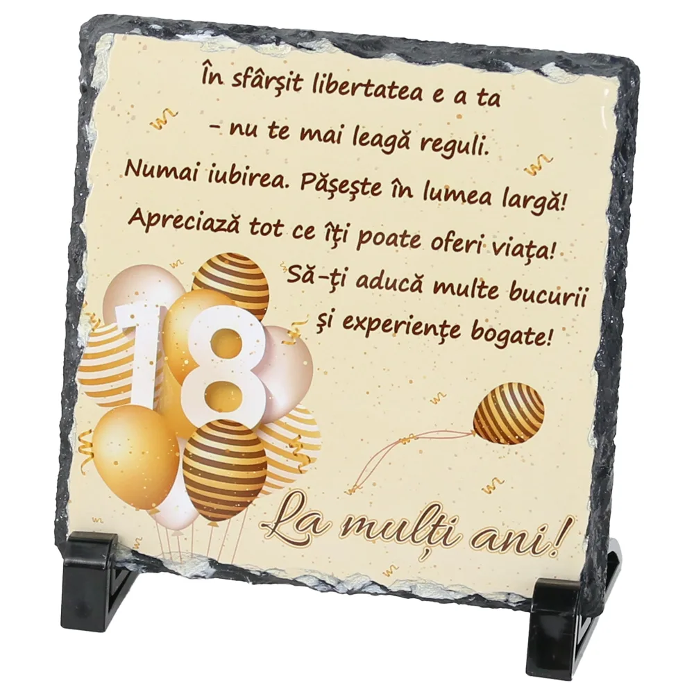 Placa ardezie "18 La multi ani!..." 14x14 CM