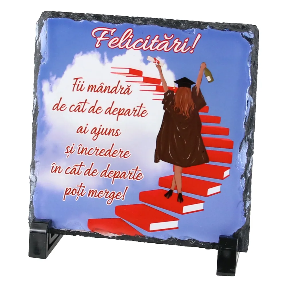 Placa ardezie "Felicitari" pentru Absolvire 14x14 CM