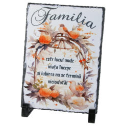 Placa ardezie "Familia este locul..." 14x19 CM