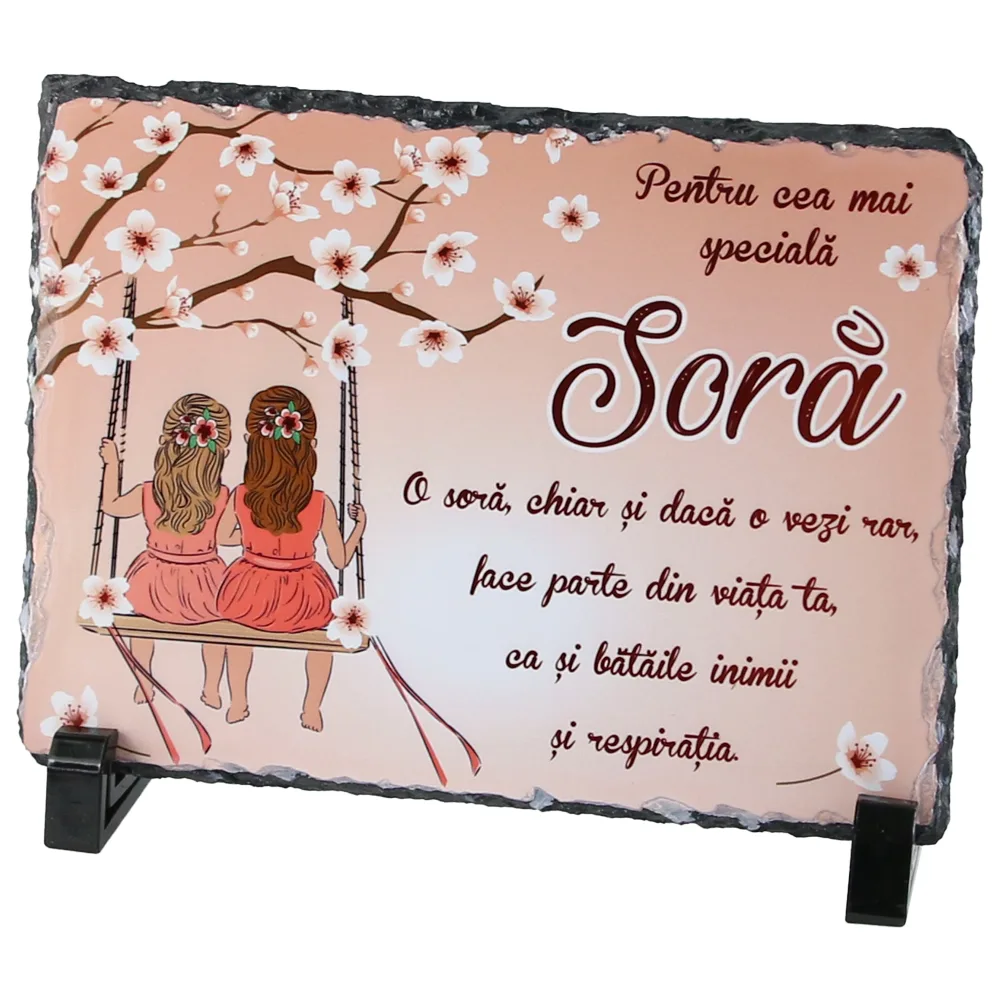 Placa ardezie "Pentru cea mai speciala Sora..." 19x14 CM