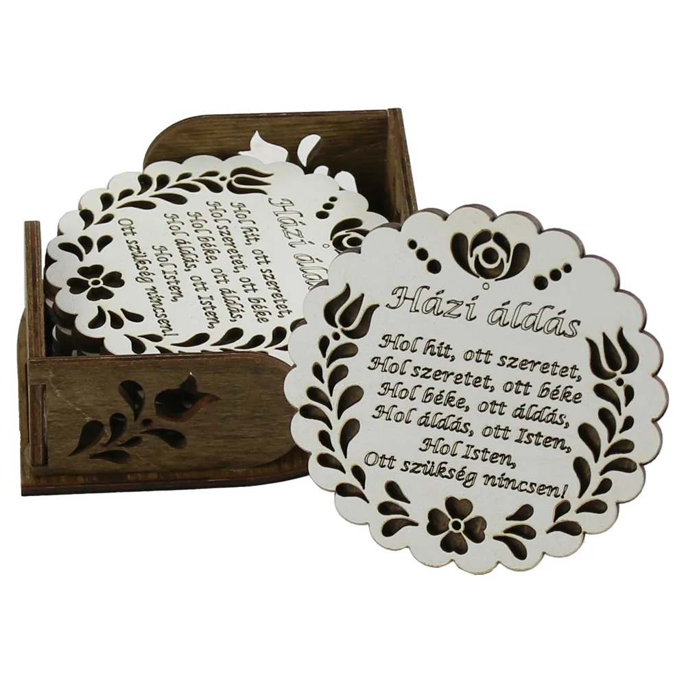 Set 6 suporturi pahare traforaj, 9 CM, cu suport, "Hazi Aldas"
