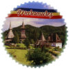 Magnet de frigider din ceramica rotund Maramures 7 cm