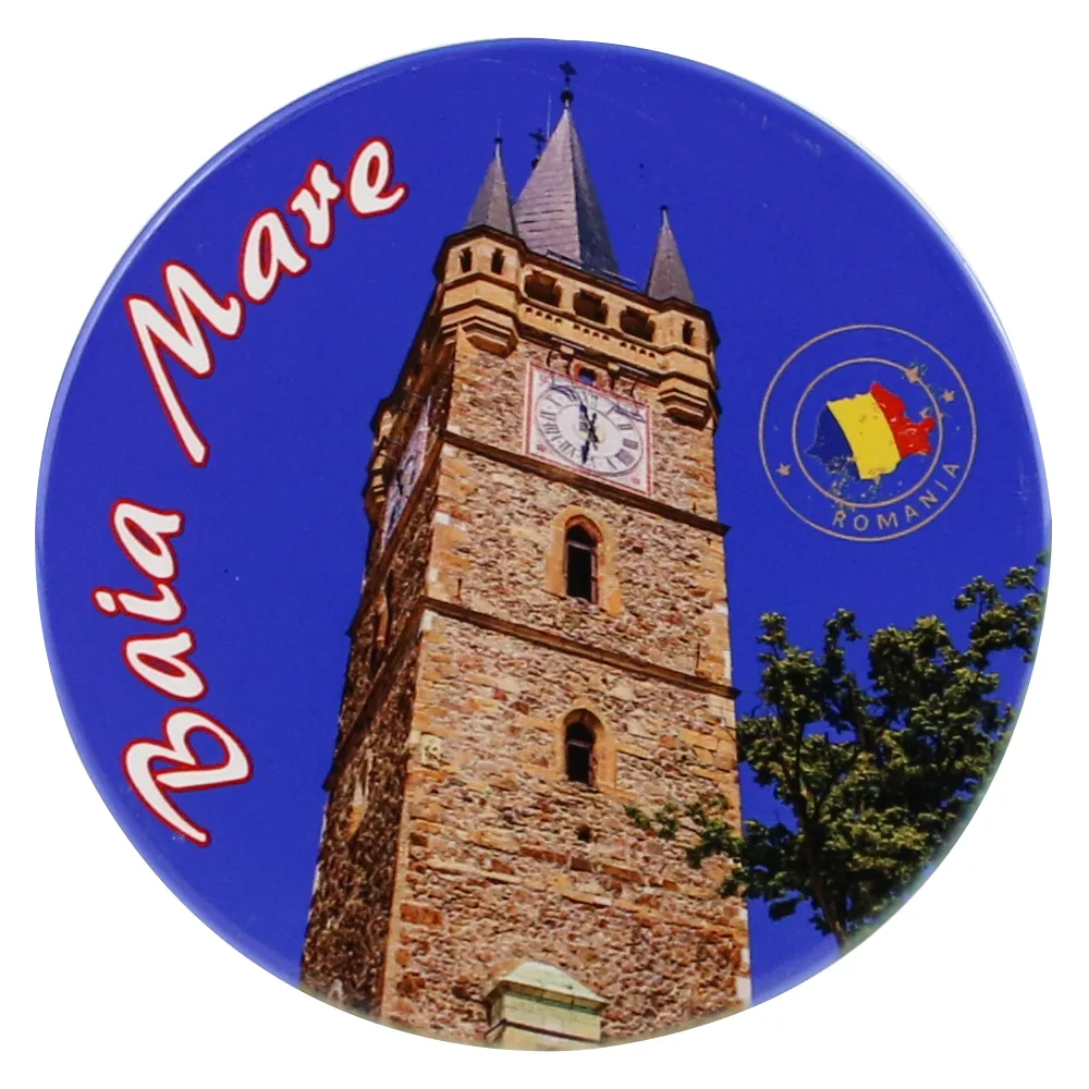 Magnet decorativ din ceramica "Romania", 8 CM, Baia Mare