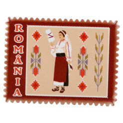 Magnet din ceramica "Romania" 8x6 CM, Femeie in costum popular