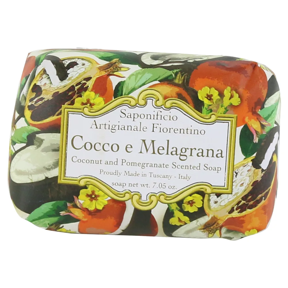 Sapun Cocco e Melagrana 200 gr, Saponificio Artigianale Fiorentino, nuca de cocos cu rodie