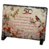 Placa ardezie "Szuletesnapodra szeretettel 50!" 19x14 CM, cu flori