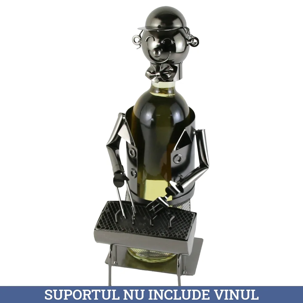 Suport sticla de vin, din metal Barbecue 16x34 CM