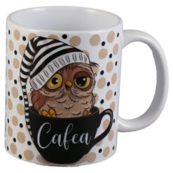 Cana ceramica "Cafea", cu bufnita, 330 ml
