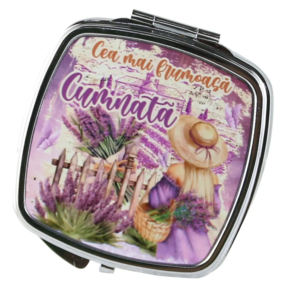 Oglinda de buzunar "Cea mai frumoasa Cumnata", Lavanda
