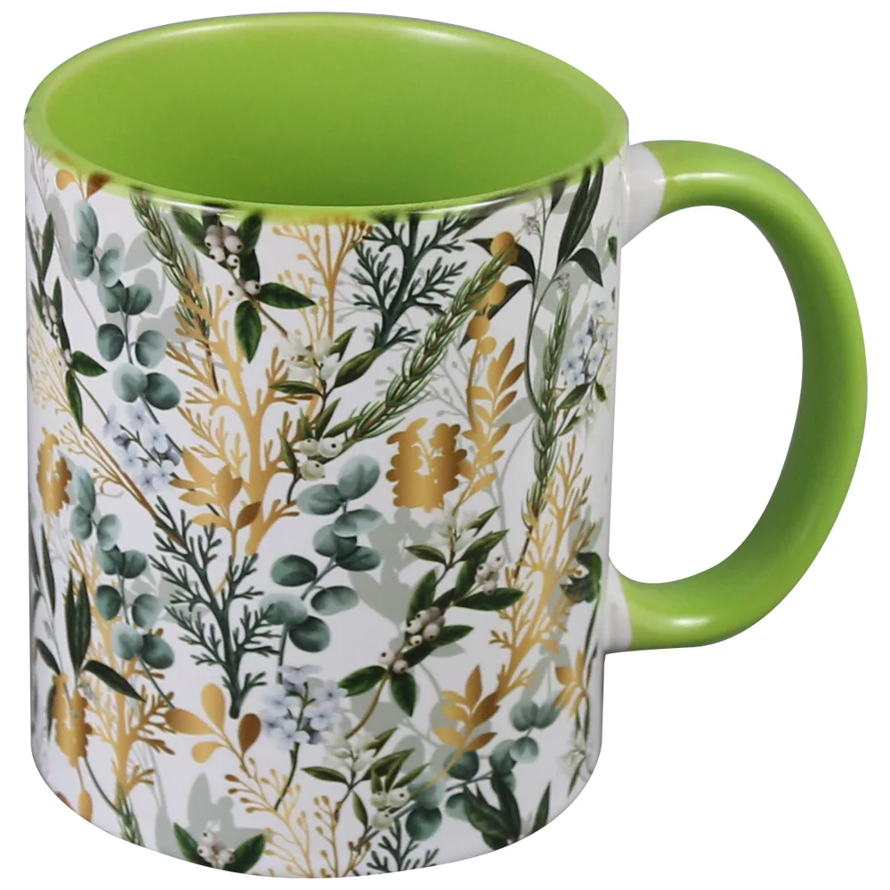 Cana ceramica 330 ml, cu frunze si bobite