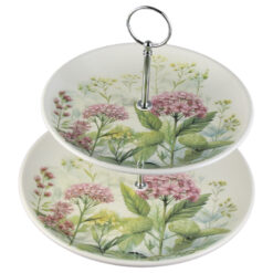 Platou etajat cu 2 nivele din ceramica, 26/21 CM, Flori de camp