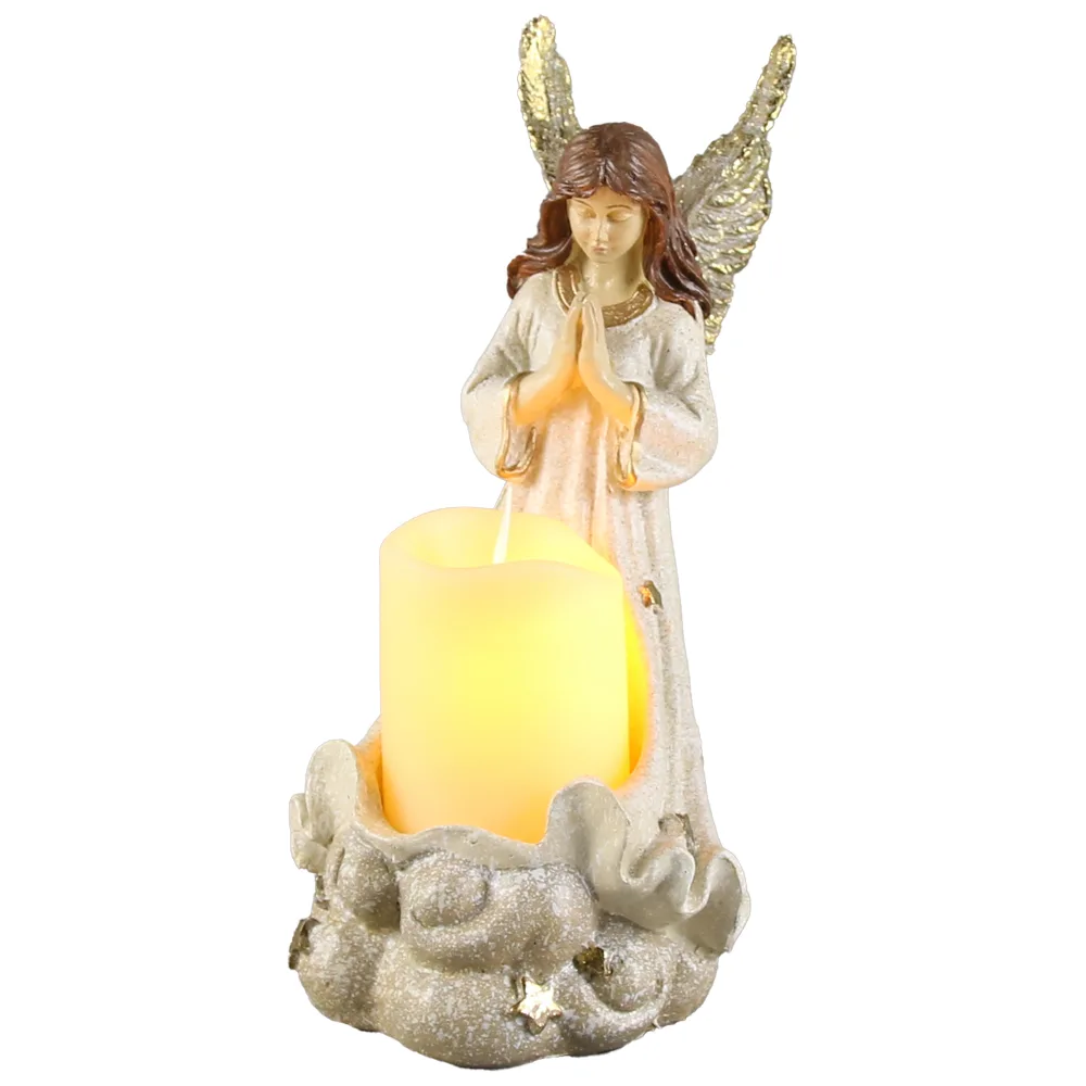 Figurina Ingeras cu candela 10x20 CM, Auriu