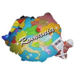 Magnet frigider din lemn, Harta Romaniei, 9x6 CM, Tari