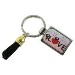 Breloc din metal "Love", cu franjuri 7.5 CM, cu pisici