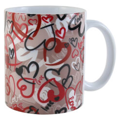 Cana din ceramica 330 ml, "Love" inimioare