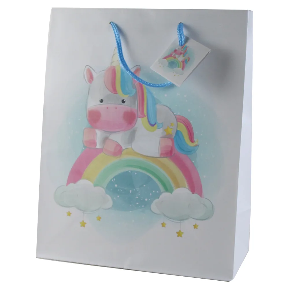 Punga cadou din hartie 26x32 CM, Unicorn curcubeu