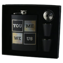 Set cadou "You+Me-We-Us" Plosca cu palnie si 2 pahare