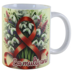 Cana ceramica "La mulit ani!...8 Martie", 330 ml, ghiocei