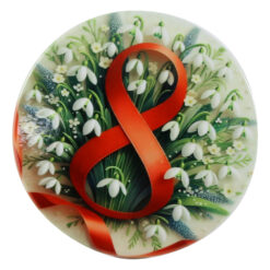 Magnet din ceramica 8 Martie, 8 CM, ghiocei