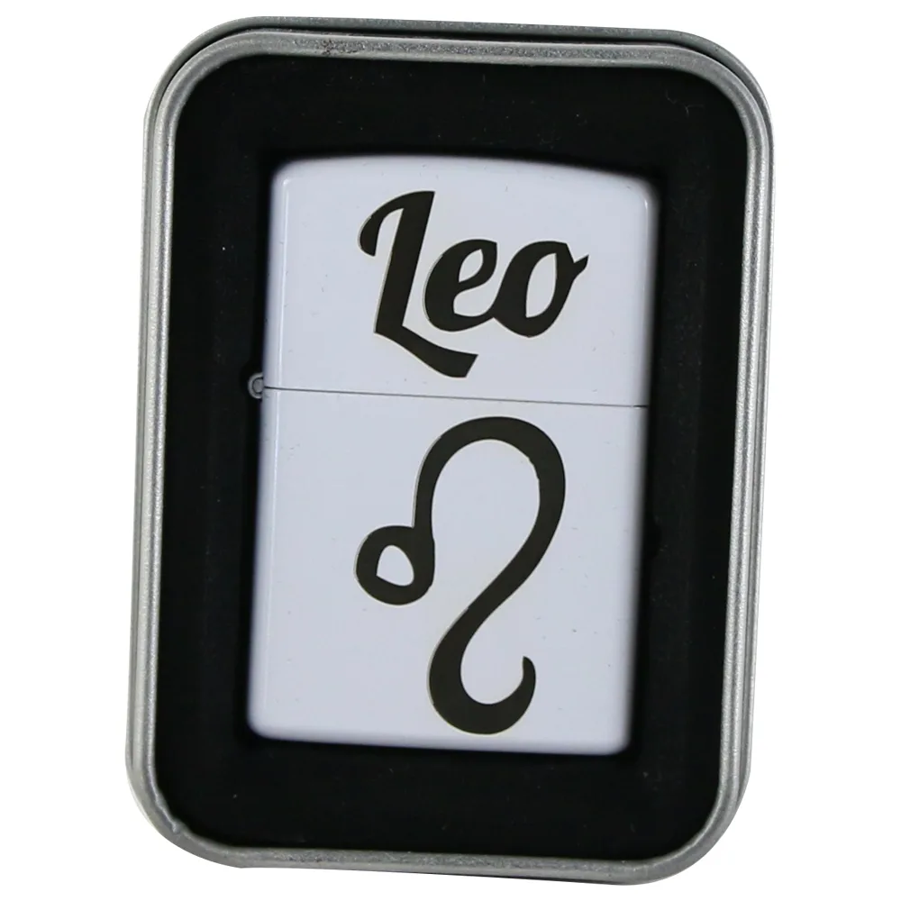 Bricheta metalica "Leo", 3.5x5 CM, Alb, Leu