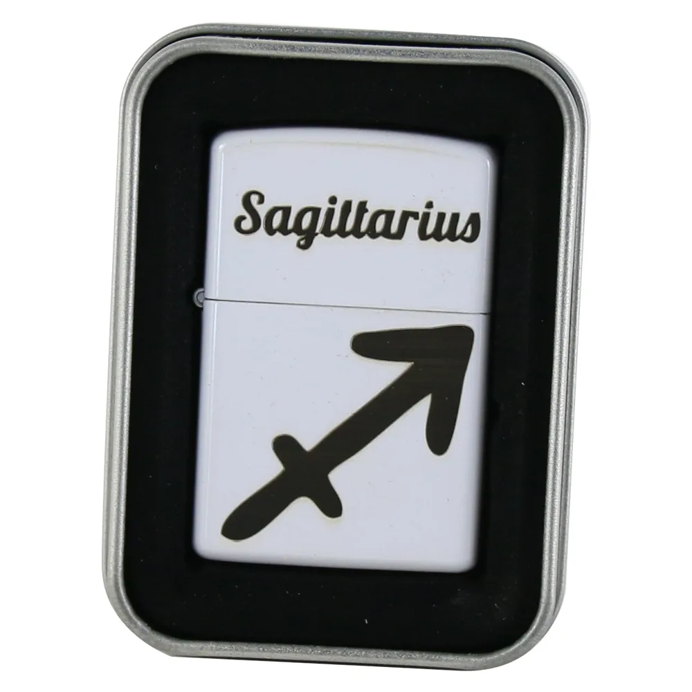 Bricheta metalica "Sagittarius/Sagetator", 3.5x5 CM, Alb