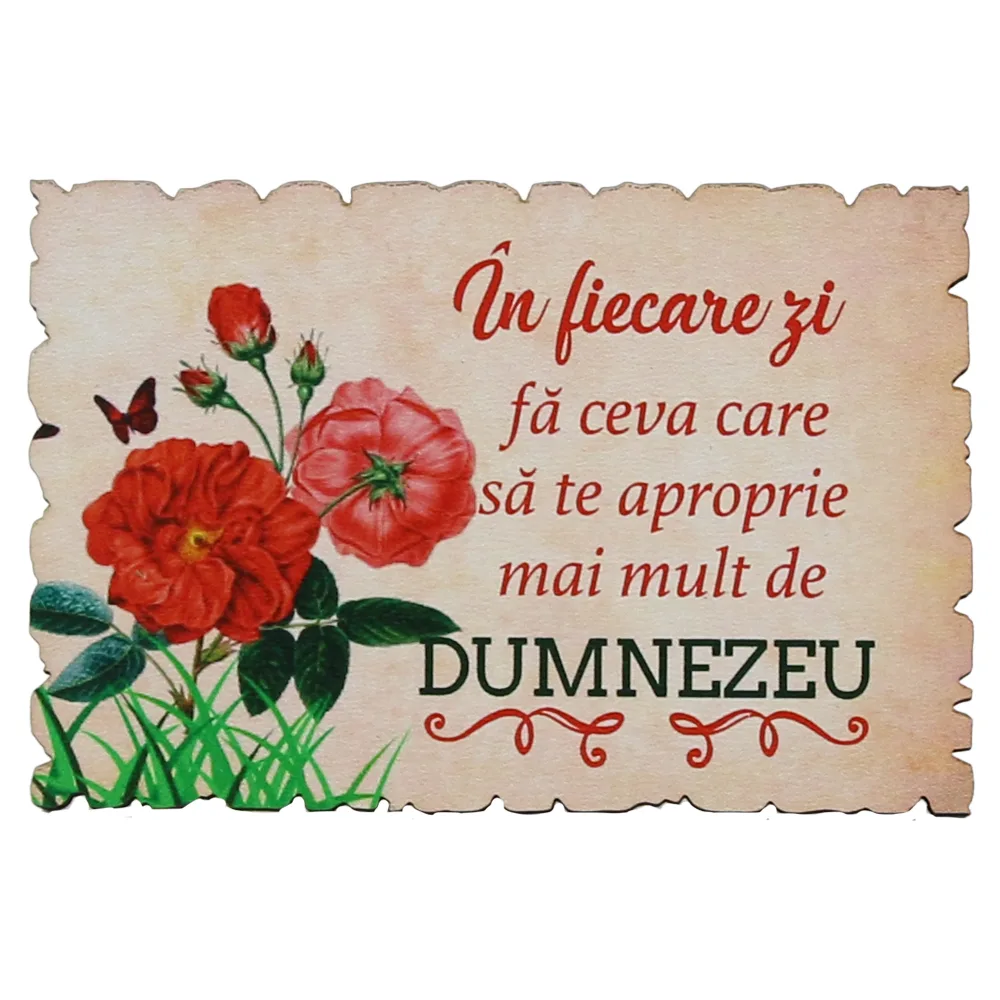 Magnet frigider din lemn "In fiecare zi fa ceva..." 9x6 CM
