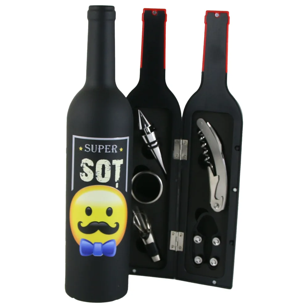 Set 5 accesorii de vin "Super Sot", in forma de sticla, 7x32 CM