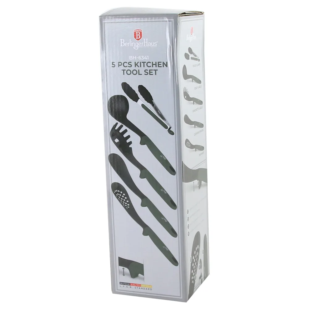 Set 5 ustensile pentru bucatarie din plastic, Matte Green, Berlinger Haus - imagine 2