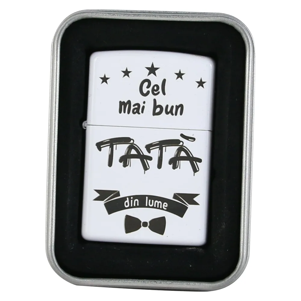 Bricheta metalica "Cel mai bun Tata din lume", 3.5x5 CM, Alb