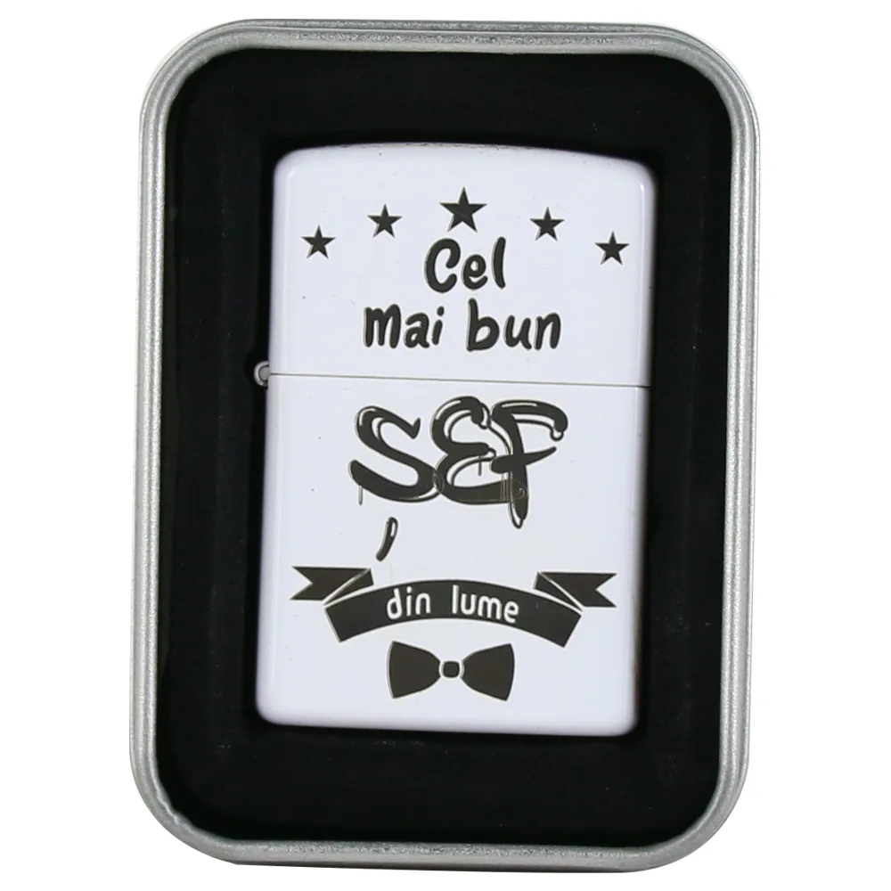 Bricheta metalica "Cel mai bun Sef din lume", 3.5x5 CM, Alb