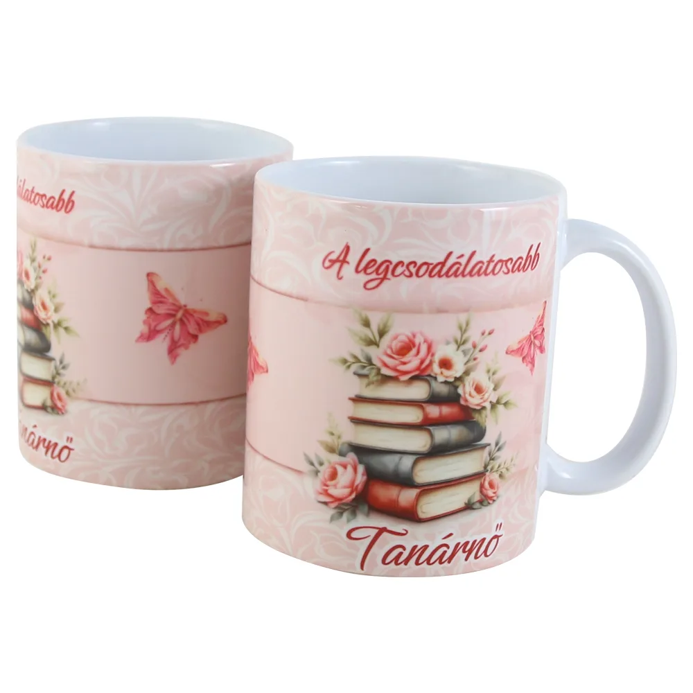 Cana ceramica "A legcsodalatosabb Tanarno" 330 ml, flori & carti
