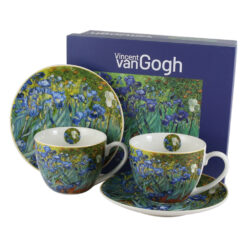 Set 2 cesti cu farfurii din portelan 270 ml "Irises"de V. van Gogh, in cutie decorativa