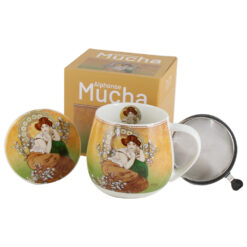 Cana portelan cu infuzor metalic si capac 430 ml,"Topaz" de A. Mucha