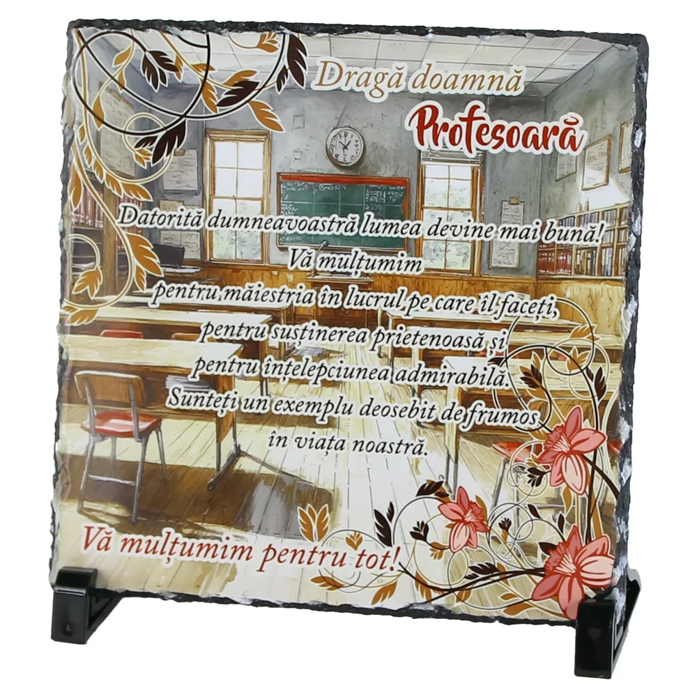 Placa ardezie "Draga doamna Profesoara..." 19x19 CM
