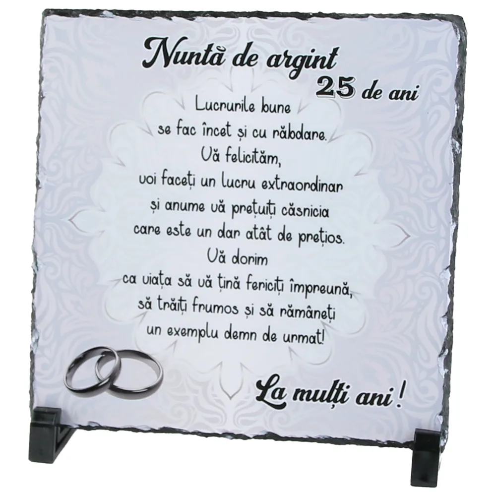 Placa ardezie "Nunta de argint 25..." 19x19 CM