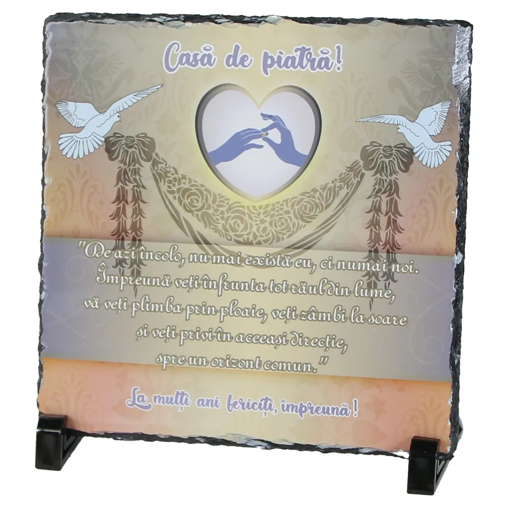 Placa ardezie "Casa de Piatra..." 19x19 CM