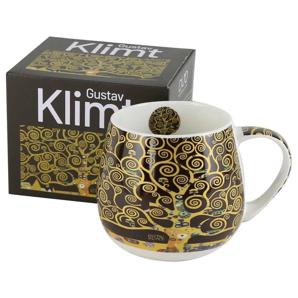 Cana portelan "Tree of Life" de Gustav Klimt, 430 ml, in cutie decorativa, maro