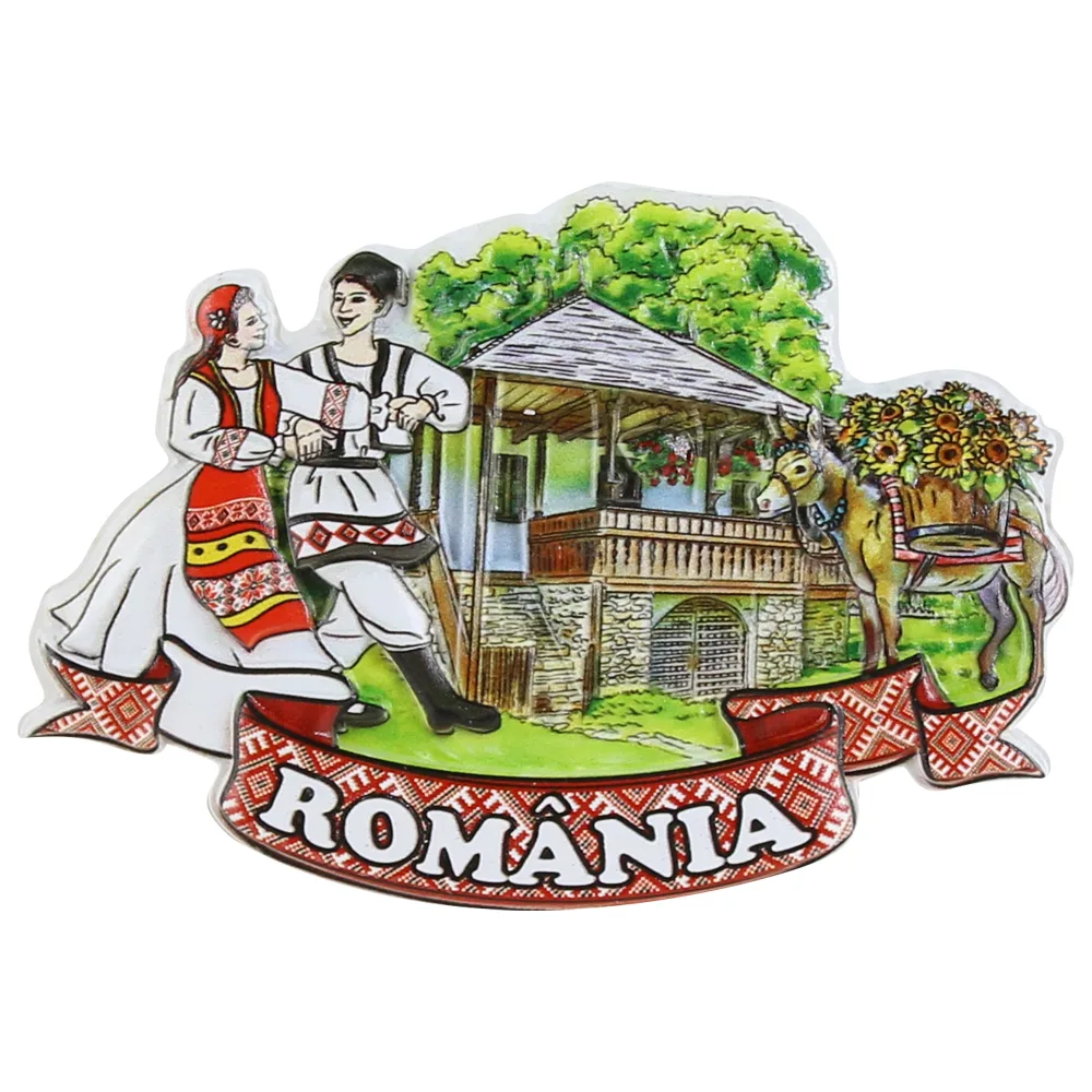 Magnet de frigider din rasina 9x6 CM, Romania, Casuta traditionala